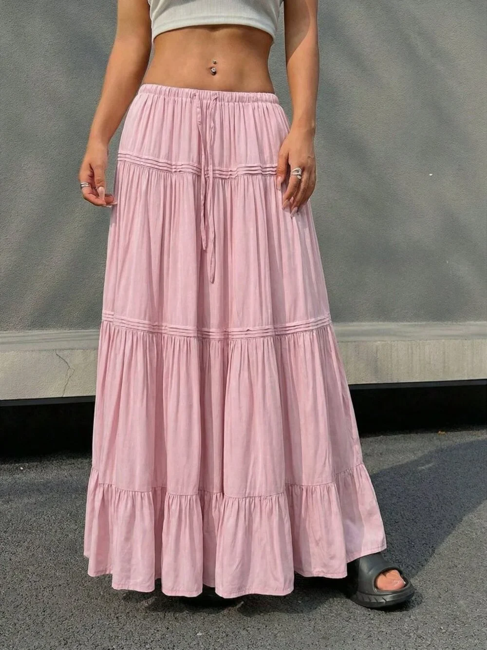 Pink Casual Women's Pleated Mini Skirt